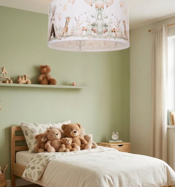 Детско таванно осветително тяло KIDS ROOM 1xE27/60W/230V Ø 40 см с животински мотив