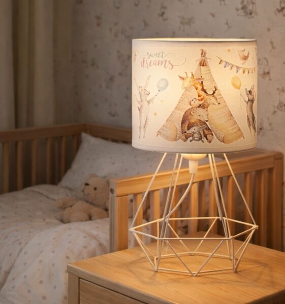 Детска настолна лампа KIDS ROOM 1xE27/60W/230V, Ø 18 см, с животински мотиви
