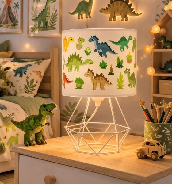 Детска настолна лампа KIDS ROOM 1xE27/60W/230V, диаметър 18 см, динозавър
