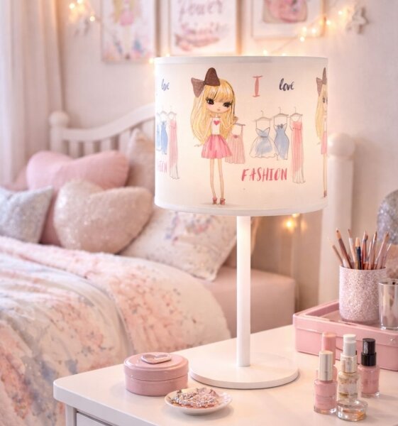 Детска настолна лампа GIRLS VIBES 1xE27/60W/230V диаметър 18 см Обичам модата