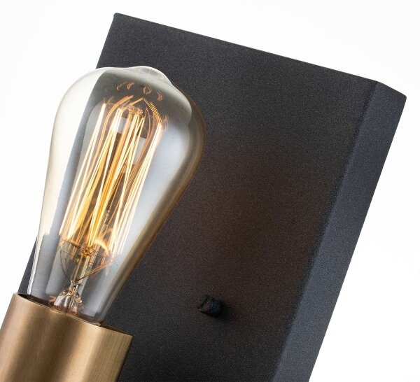 Quintiesse QN-SILAS1-DZ - Стенно осветително тяло SILAS 1xE27/60W/230V черно/златисто