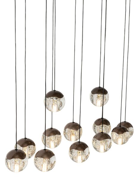 Design hanglamp donker brons met helder glas 12-lichts - Inge