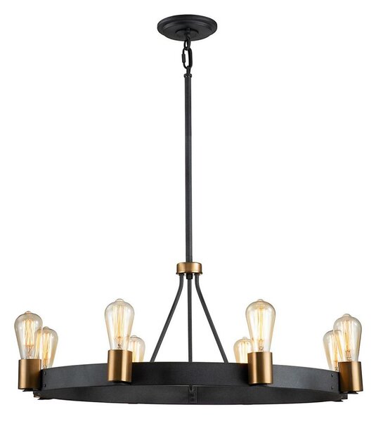 Quintiesse QN-SILAS-8P-DZ - Полилей на тръба SILAS 8xE27/60W/230V черен/златист