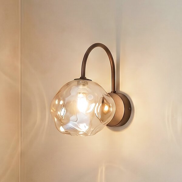 TK Lighting Стена лампа Lava, кафява, стъкло, височина 21 cm, G9, Затъмняване, Кафяв / ръждив, Дневна/трапезария, Стъкло