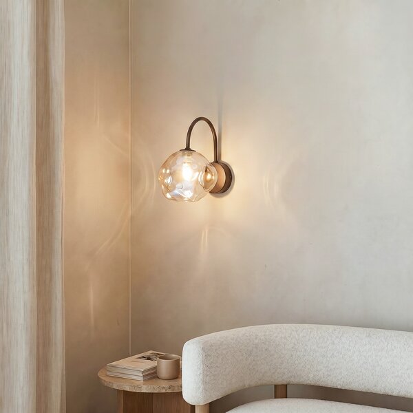 TK Lighting Стена лампа Lava, кафява, стъкло, височина 21 cm, G9, Затъмняване, Кафяв / ръждив, Дневна/трапезария, Стъкло