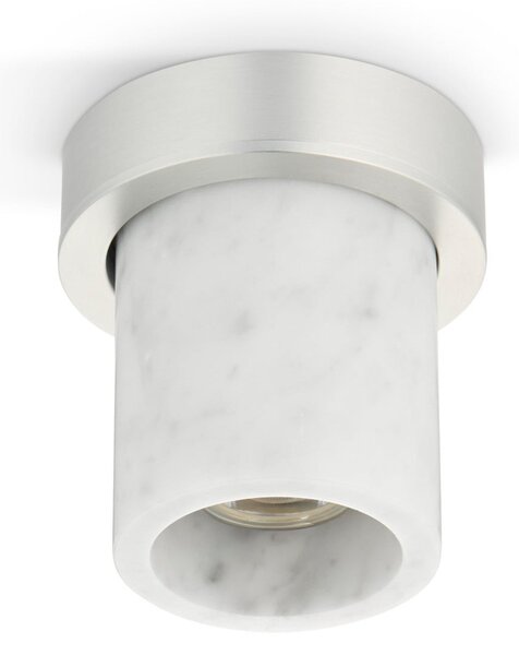 DESIGN BY US Таванна лампа „Miss Marble“, Карара/сребро, GU10 MR11, Затъмняване, Бял, Баня, Мрамор, Дизайн