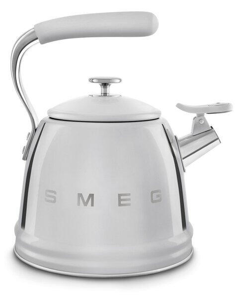 Свирещ чайник Smeg WKF01SS, 2.3 л,Индукция, Ненагряваща се дръжка, Стомана, Сребрист