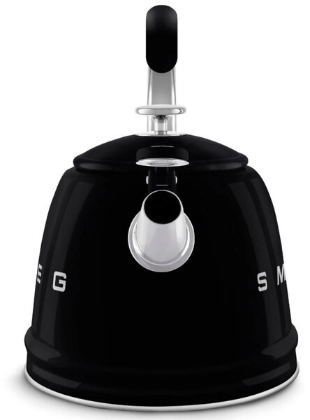 Свирещ чайник Smeg CKLW2001BL, 2.3 л, Индукция, Ненагряваща се дръжка, Стомана, Черен