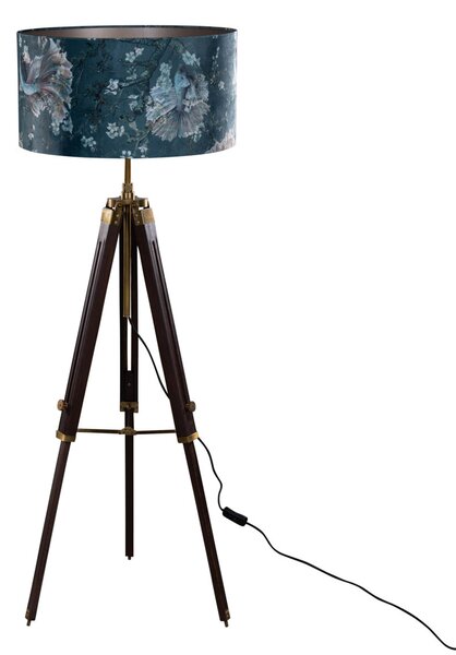 Vloerlamp messing tripod met velours kap vis dessin 50cm - Cortin