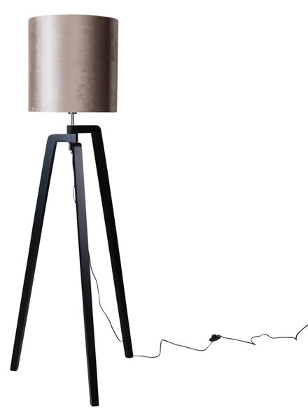 Vloerlamp zwart met velours kap taupe 50cm - Puros