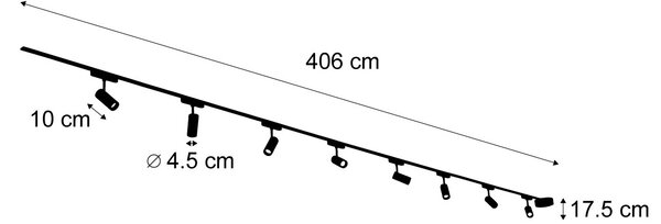 Modern railsysteem met 8 spots zwart 1-fase 400 cm - Magnetic Gert