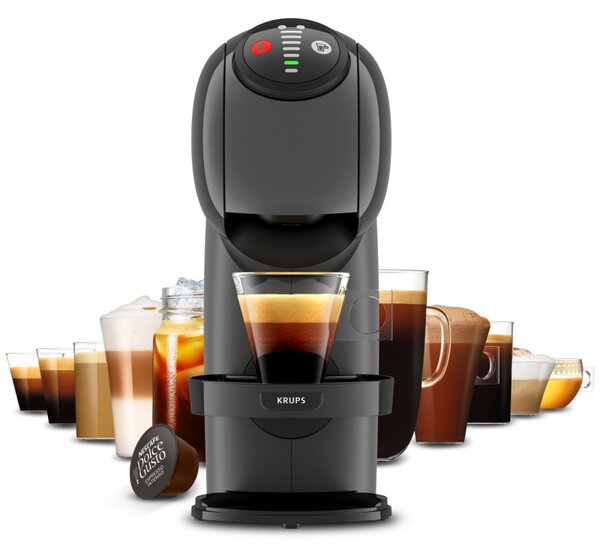Еспресо машина Krups KP243B10 NDG GENIO S ANTHRACITE, 1500W, 15 bar, 0.8 л, Работа с NESCAFÉ® Dolce Gusto® капсули, LED, XL функция, Сив/антрацит