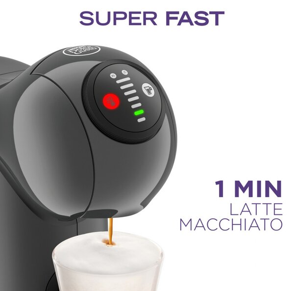 Еспресо машина Krups KP243B10 NDG GENIO S ANTHRACITE, 1500W, 15 bar, 0.8 л, Работа с NESCAFÉ® Dolce Gusto® капсули, LED, XL функция, Сив/антрацит