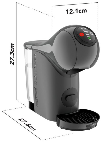 Еспресо машина Krups KP243B10 NDG GENIO S ANTHRACITE, 1500W, 15 bar, 0.8 л, Работа с NESCAFÉ® Dolce Gusto® капсули, LED, XL функция, Сив/антрацит