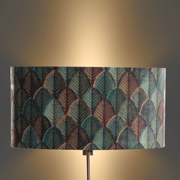 Vloerlamp brons met ovale velours kap blad design 50cm - Parte