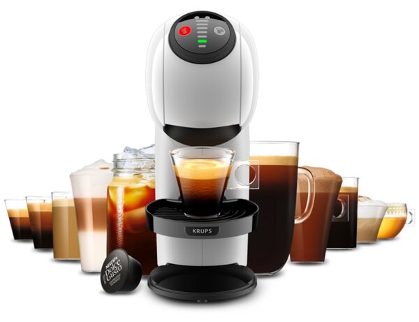 Еспресо машина Krups KP243110 NDG GENIO S WHITE, 1500W, 15 bar, 0.8 л, Работа с NESCAFÉ® Dolce Gusto® капсули, LED, XL функция, Бял