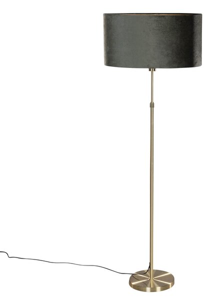 Vloerlamp goud met ovale velours kap groen 50cm - Parte