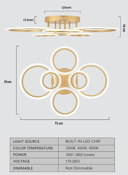 Полилей Астралис Златист, 35W LED с 3 цвята на светлината
