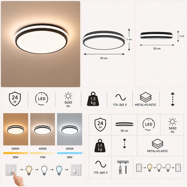 Полилей Ора LED 3 цвята на светлина