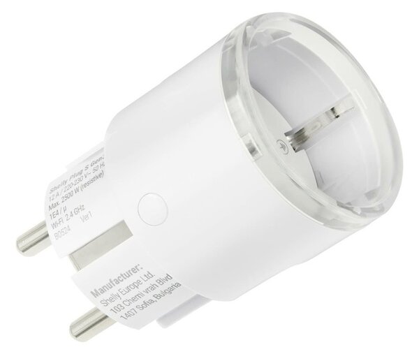 Смарт контакт Shelly Plug S Gen3, волтметър, амперметър, макс. натоварване 2500W, Bluetooth v4.2, Wi-Fi, бял