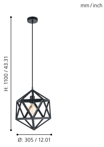 Eglo 49761 - Висящи лампи EMBLETON 1xE27/60W/230V