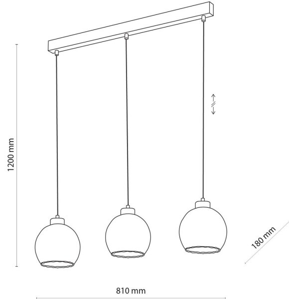 LED полилей на кабел DEVI 3xE27/15W/230V, цвят черен/опушено бежово