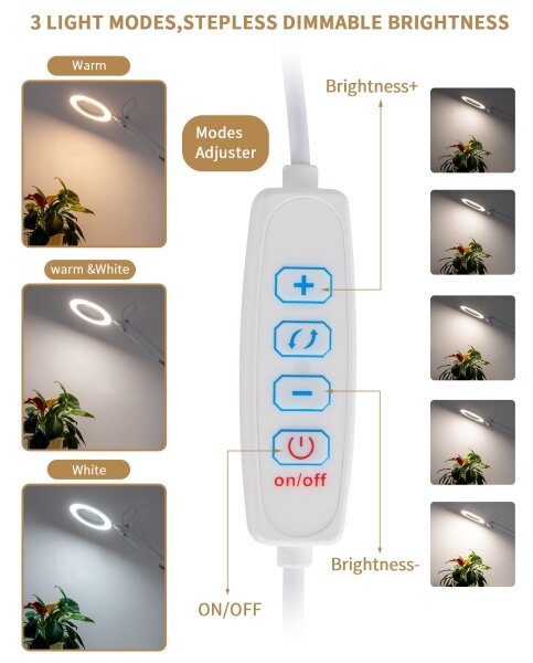 Brilagi - LED Димируема настолна лампа с лупа LED/12W/5V 3000/4200/6000K бял