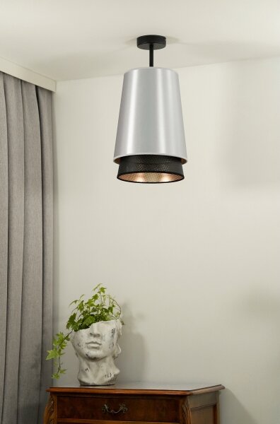 Duolla - Полилей за повърхностен монтаж BELL SHINY 1xE27/15W/230V Ø 25 см сребрист/черен