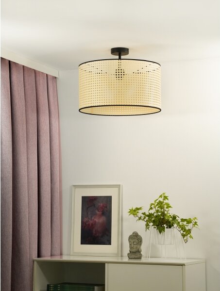 Duolla - Полилей за повърхностен монтаж ROLLER RATTAN 1xE27/15W/230V Ø 45 см бежов/черен
