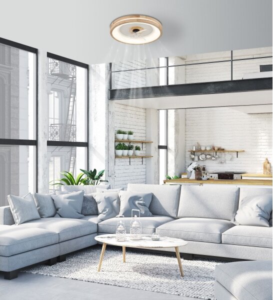 Globo 03650 - LED Плафониера с вентилатор GATIAN LED/30W/230V кафяв + д.у