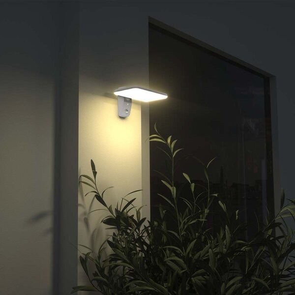 LED соларен стенен фенер с сензор LED/15W/3,2V 4000K/6000K IP65 бял