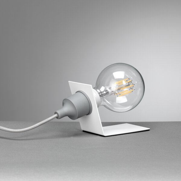 ONLI - Настолна лампа WIRE 1xE27/15W/230V 9 см сив/бял