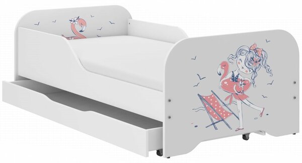 Детско легло MIKI 160 x 80 cm с мотив на момиче на плажа