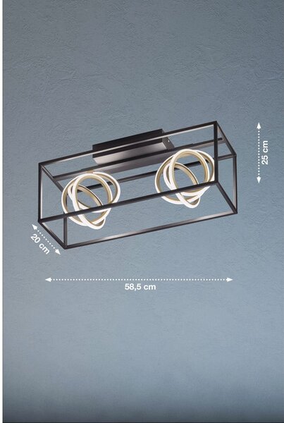 Черно LED затъмняващо се осветително тяло за таван 20x58,5 cm Gisi – Fischer & Honsel