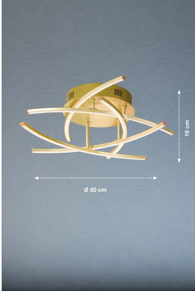 LED осветително тяло за таван с дистанционно управление/затъмняващо се златно Cross TW – Fischer & Honsel