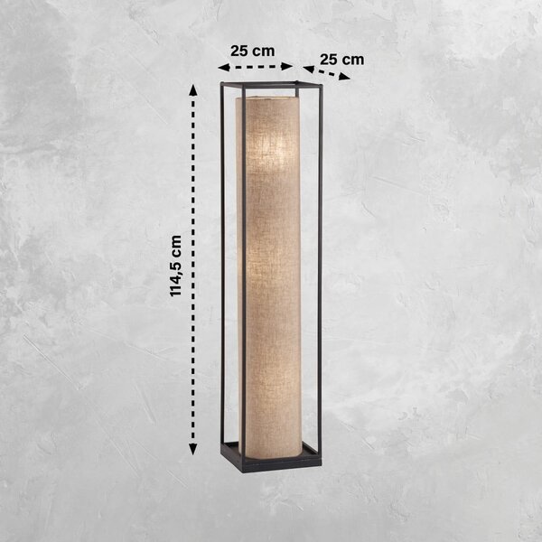 Черна/бежова подова лампа с текстилен абажур (височина 114,5 cm) Thor – Fischer & Honsel