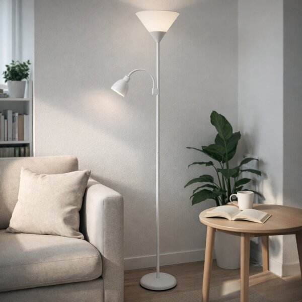 Brilagi - Подова лампа ARIANA 1xE27/100W/230V + 1xE14/25W бяла