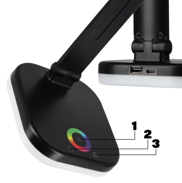 LED RGBW димируема настолна лампа с безжично зареждане LED/7W/5V USB черна