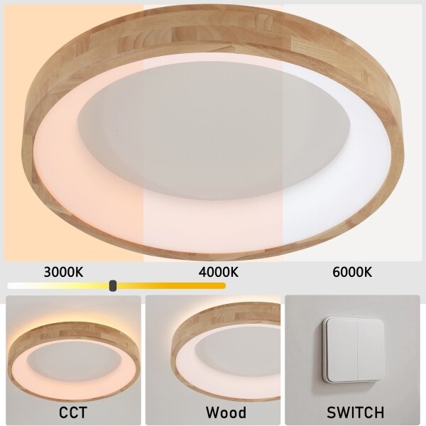 Brilagi-LED Таванно осветително тяло FALCON WOOD LED/40W/230V 3000/4000/6000K 60 cm дърво