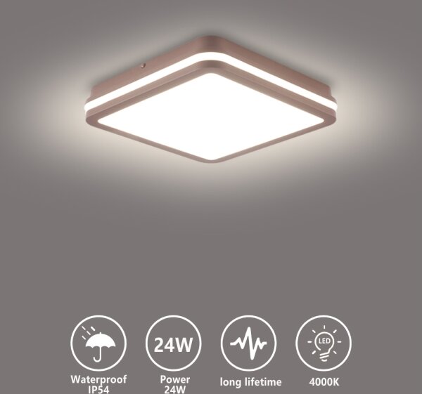 Brilagi -LED Външно таванно осветително тяло BENE LED/24W/230V 26x26 cm кафяво IP54