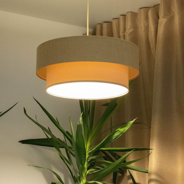 Maco Design Висящо осветително тяло Boho, кремаво/бежово, Ø 50 cm, височина 21 юта, Затъмняване, Бежов, Дневна/трапезария, Плат / текстил
