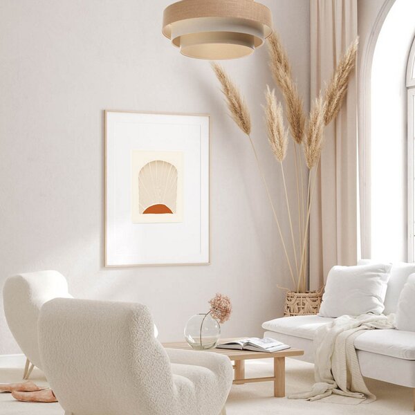 Maco Design Висящо осветително тяло Boho, кремаво/бежово, Ø 60 cm, височина 20 юта, Затъмняване, Бежов, Дневна/трапезария, Плат / текстил