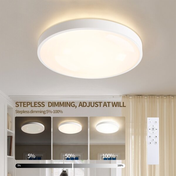 Brilagi - LED димируемо осветително тяло GLASS POOL DOUBLE LED/48W/230V 40 см бяло + дистанционно управление