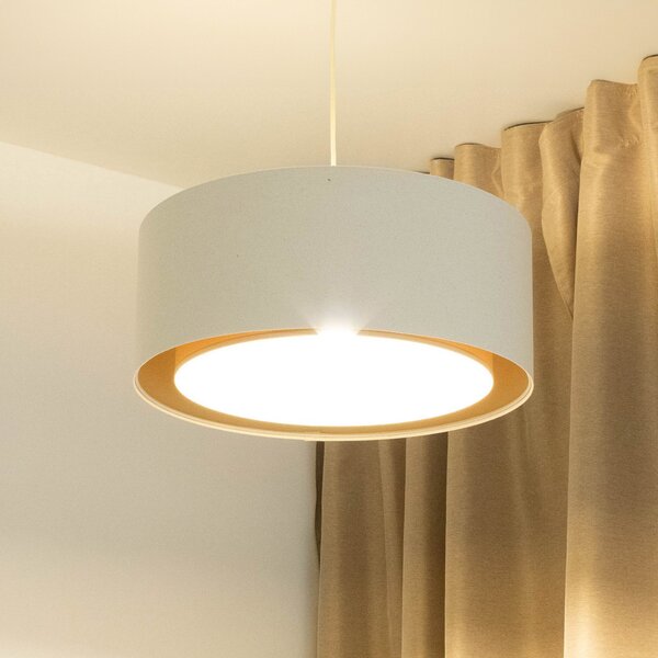 Maco Design Висящо осветително тяло Boho, кремаво/бежово, Ø 50 cm, височина 20 юта, Затъмняване, Бежов, Дневна/трапезария, Плат / текстил