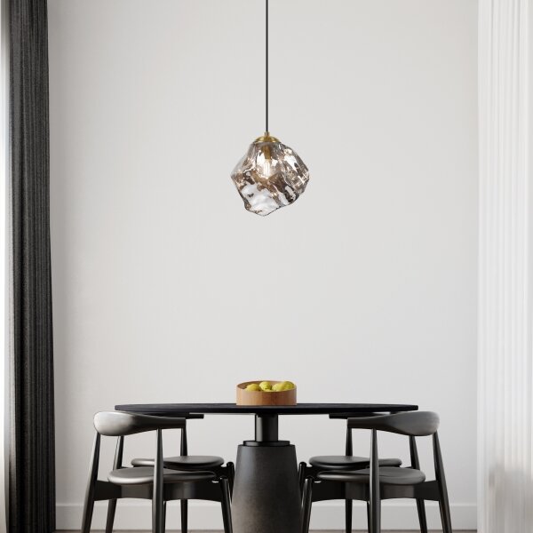 Полилей на кабел CRISTAL 1xE14/15W/230V месинг/димчато черен