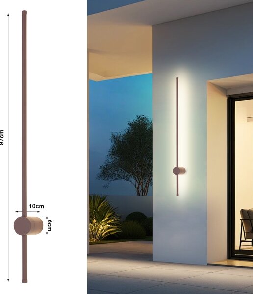 Brilagi - LED външно стенно осветително тяло AURA LED/20W/230V 3000K IP54 97 cm кафяво CRI 90
