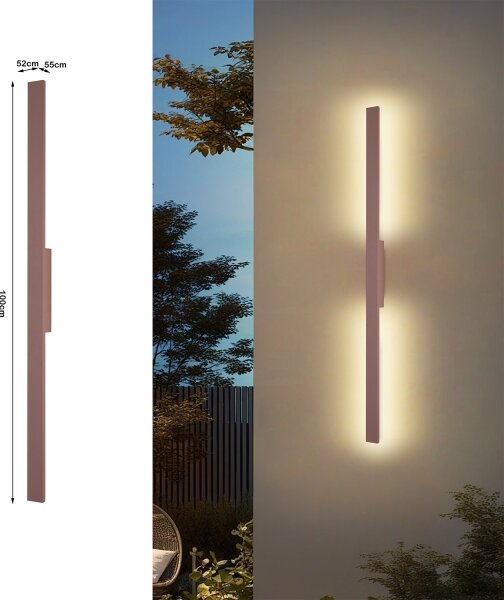Brilagi - LED външен стенен осветител LUNA LED/24W/230V 3000K IP65 100 cm кафяв CRI 90