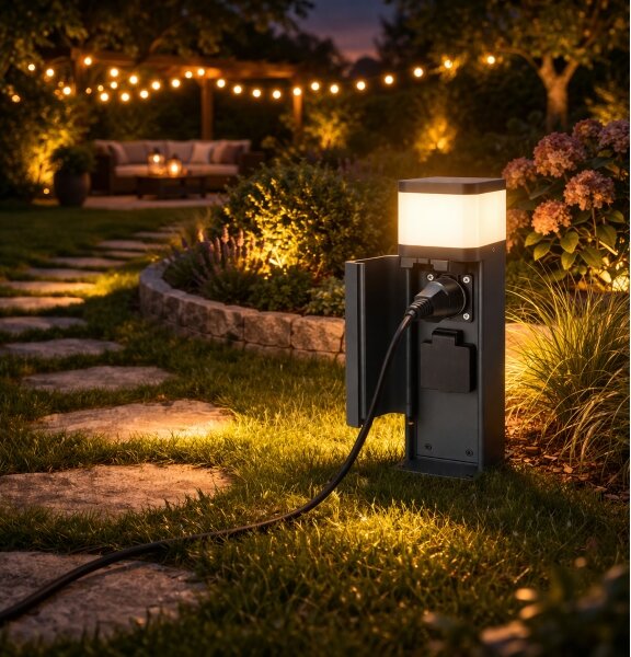 Brilagi -Външна лампа с 2 SCHUKO контакта PILLAR 1xG9/11W/230V IP44 антрацит