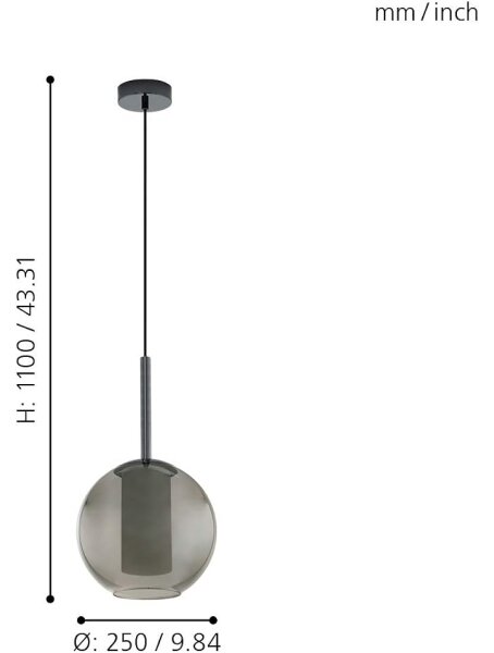 Eglo 97633 - Полилей на кабел TINDARI 1xE27/60W/230V опушено черно