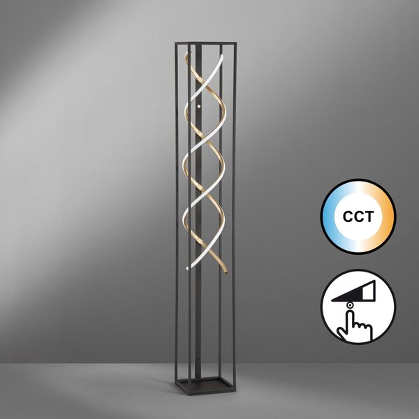 Черна LED затъмняваща се подова лампа (височина 140 cm) Gil – Fischer & Honsel